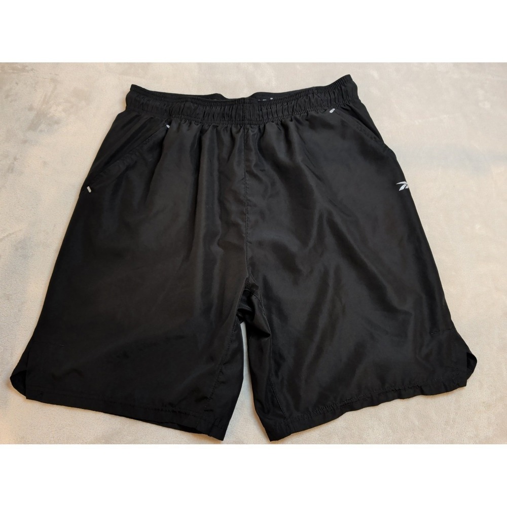 Reebok Mens XL Black Athletic Shorts Lined Drawstring Gym Running Pockets‎
